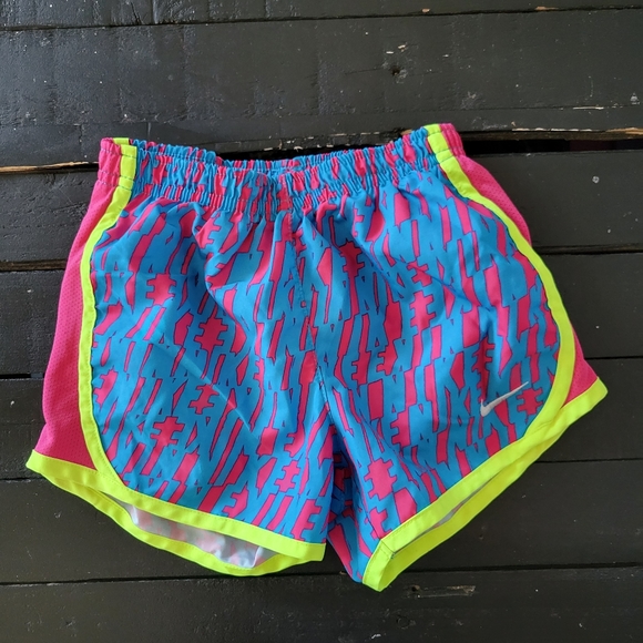 Nike Other - Nike Dri-fit Shorts Little Girls 6 Bright Colors Colorful Spell Logo Pink Blue